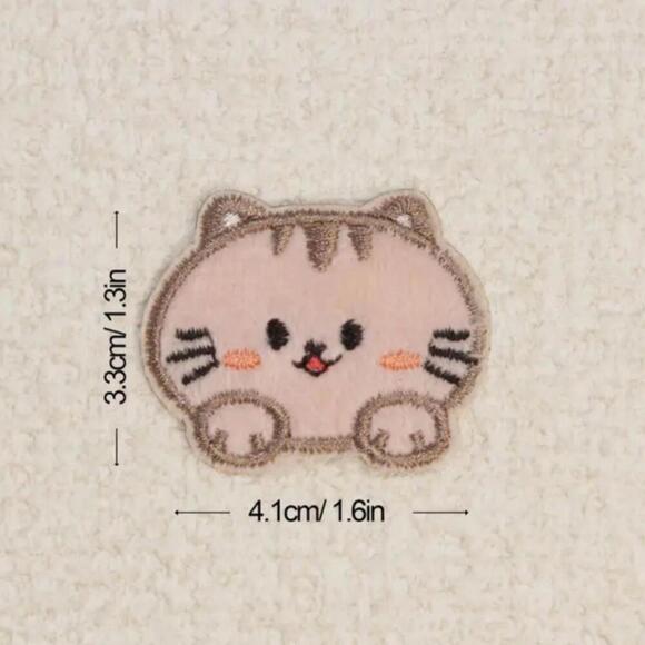 Iron On Patch Set - Cute Kitty Cats 4 Pcs Kawaii Chubby Tabby Calico - Picture 2 of 3